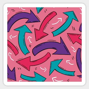 Dynamic Arrow Medley: Hot Pink, Purple, and Teal Pattern Sticker